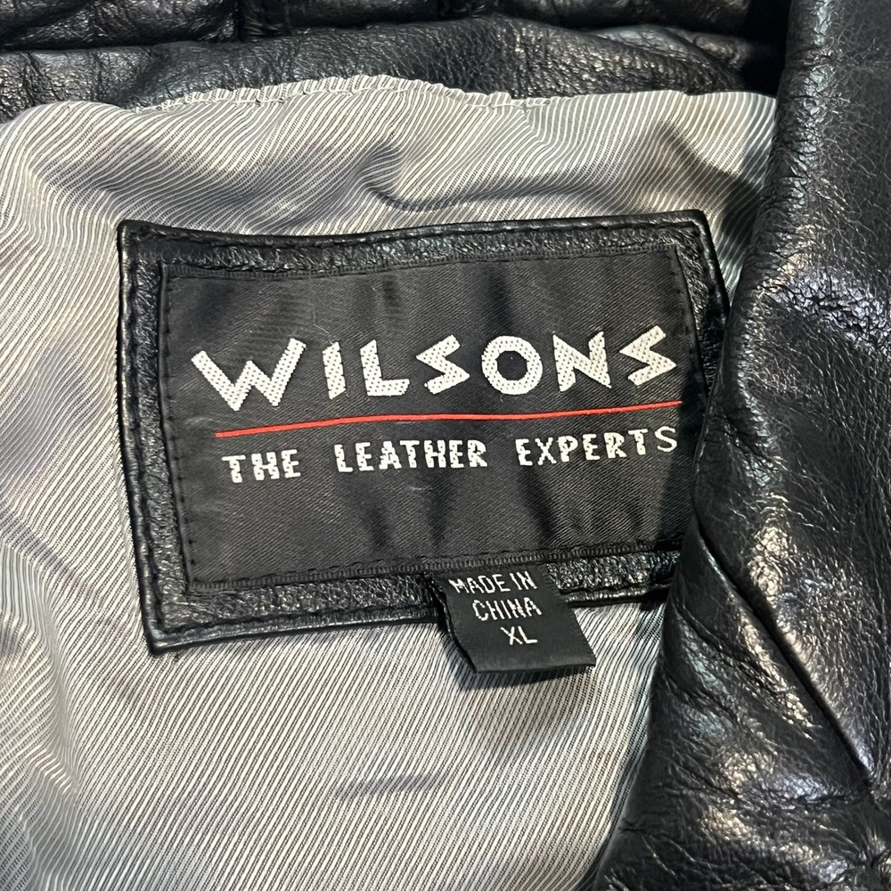 Wilson Leather Womens Black Leather Button Blazer Emo Grunge Y2K Skate Punk-XL - Picture 7 of 7